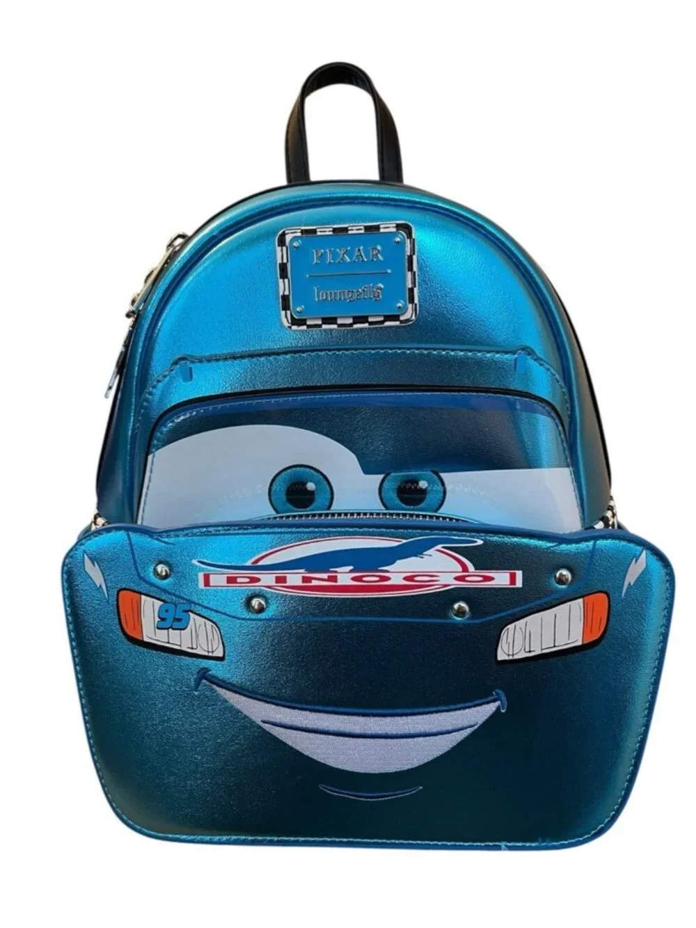 Loungefly Disney Cars Blue Metallic Dinoco Lightning Mcqueen Mini Backpack